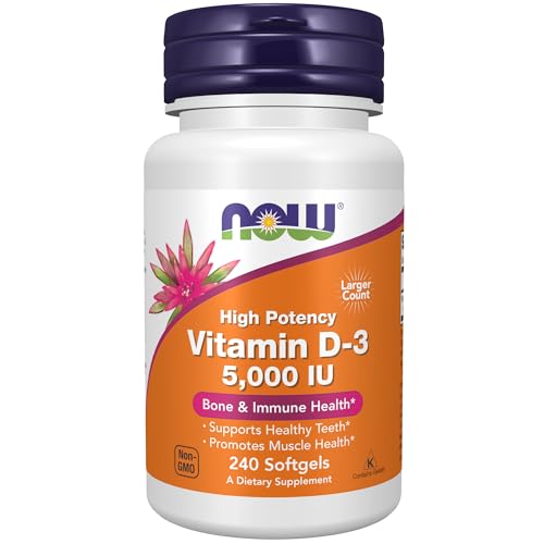 Version 1.0.0 NOW Supplements, Vitamin D-3 5,000 IU, High Potency, Structural Support*, 240 Softgels - Image 1