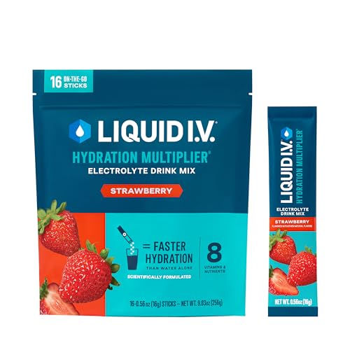 Version 1.0.0 Liquid I.V. Hydration Multiplier - Strawberry - Hydration Powder Packets | Electrolyte Drink Mix | Easy Open Single-Serving Stick | Non-GMO | 16 Sticks - Image 1
