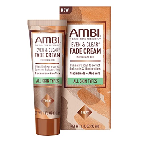 Ambi Even & Clear Fade Cream, Hydroquinone-free, Hyperpigmentation Treatment, Dark Spot Corrector, Results In As Little As 4 Weeks, Niacinamide, Aloe Vera, Vitamin C, 1 Fl Oz