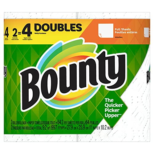 Bounty Select-A-Size Paper Towels, White, 2 Double Rolls = 4 Regular Rolls , 64 Count (Pack of 2)
