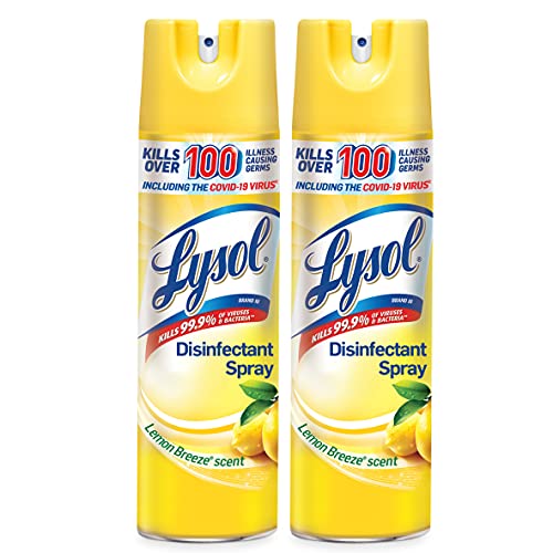 51We90k0XlL.jpg Lysol Disinfectant Spray, Sanitizing and Antibacterial Spray, For Disinfecting and Deodorizing, Lemon Breeze, 19 Fl Oz (Pack of 2), Packaging May Vary - Image 1