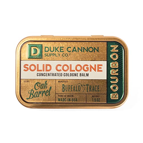 51dtBCtjNDL.jpg Duke Cannon Supply Co. Solid Cologne for Men Bourbon (Woodsy, Charred Oak Barrel Scent) - Concentrated Balm, Travel-Friendly Convenient Tin, Made with Natural & Organic Ingredients, 1.5 oz (1 unit) - Image 1