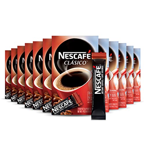 51lgsxKbulL.jpg NESCAFE CLASICO, Dark Roast Instant Coffee, 12 boxes (84 packets) - Image 1