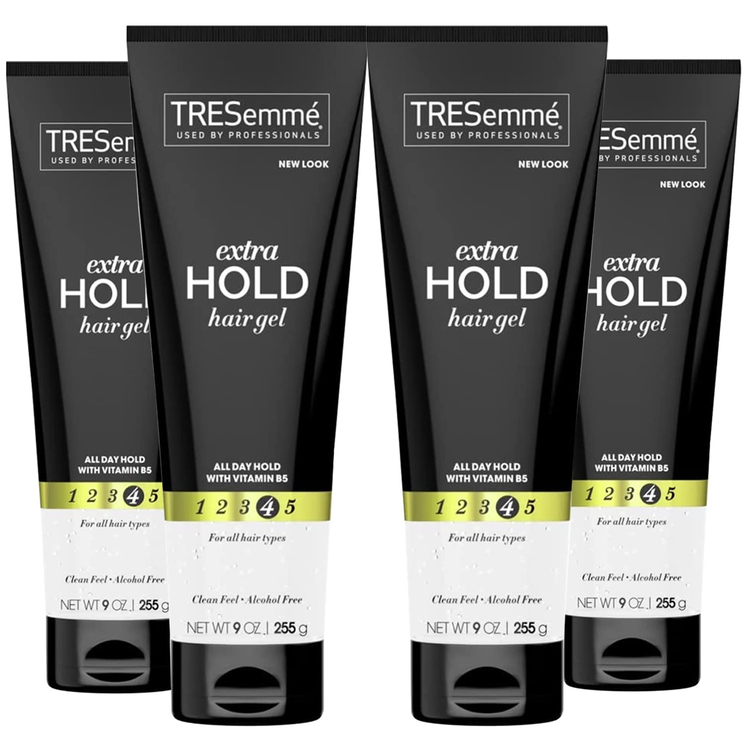 TRESemme Hair Gel with Vitamin B, Extra Hold Hair Gel, Protect Hair from Damaging Hair Dryer, Styling Tools & Appliances, Volumizing Hair Products with Frizz Control, 4 Tubes - 9 Oz. Ea.