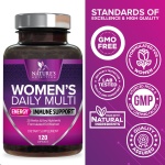 Womens Vitamins Multivitamin - Daily Multi for Women with Vitamin A, C, D, E, B6, B12, Zinc & Calcium, Energy & Immune Support, Nature's Multivitamin for Women, Non-GMO & Gluten Free - 120 Capsules - Image 6