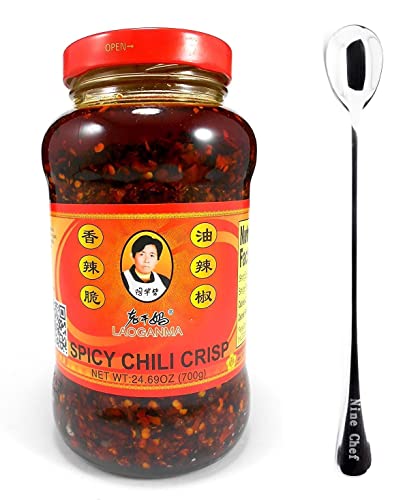 Version 1.0.0 Lao Gan Ma Spicy Chili Crisp Hot Sauce Family/Restaurant Size 24.69 Oz.(700 g.) + Only one Free NineChef Spoon - Image 1