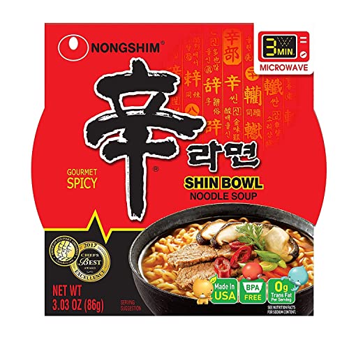 Version 1.0.0 Nongshim Shin Bowl Noodle Soup, Gourmet Spicy, 3.03 Ounce (Pack of 12) (2-Sets) - Image 1