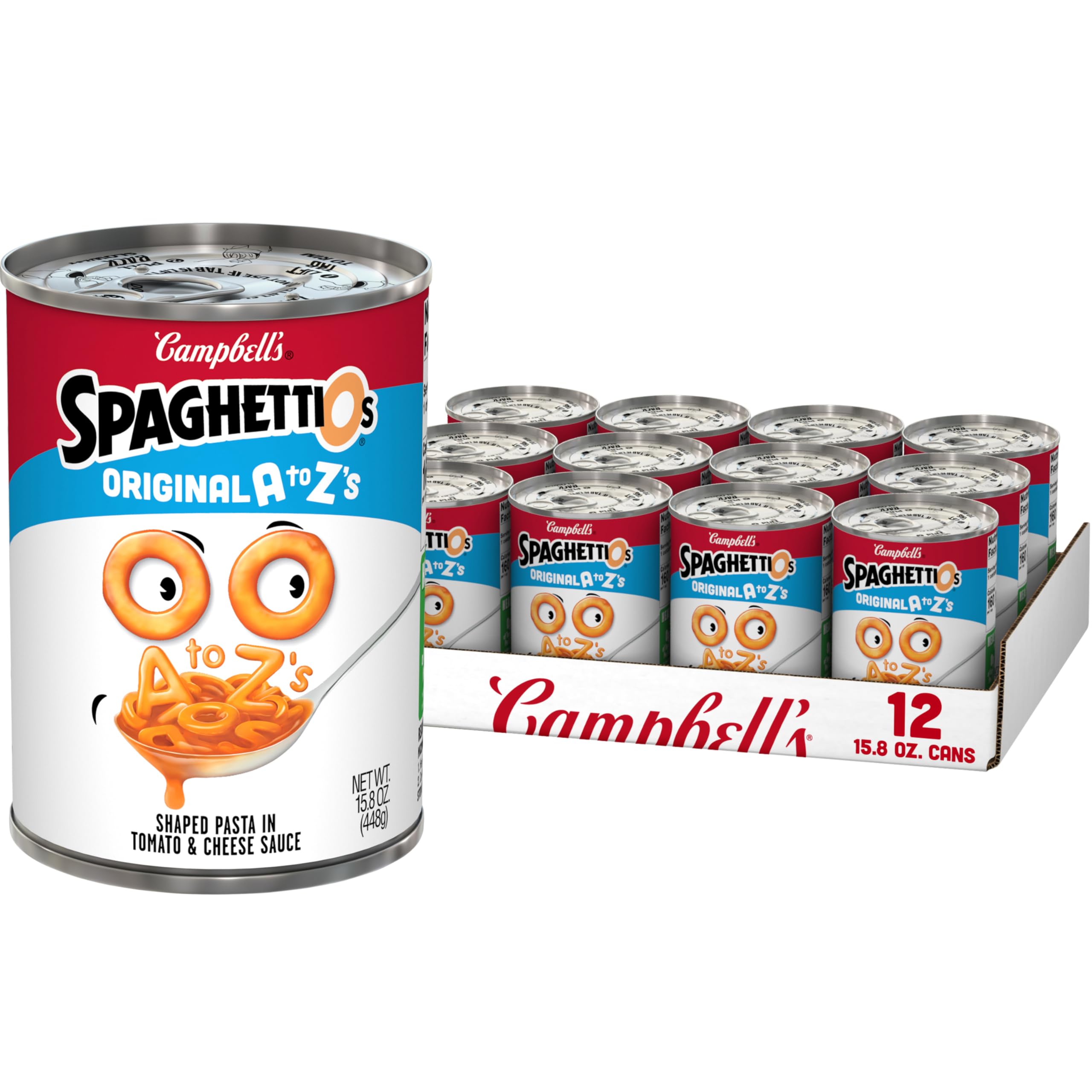 Version 1.0.0 SpaghettiOs Original A to Z's Canned Pasta, Healthy Snack for Kids and Adults, 15.8 OZ Can (Pack of 12) - Image 1