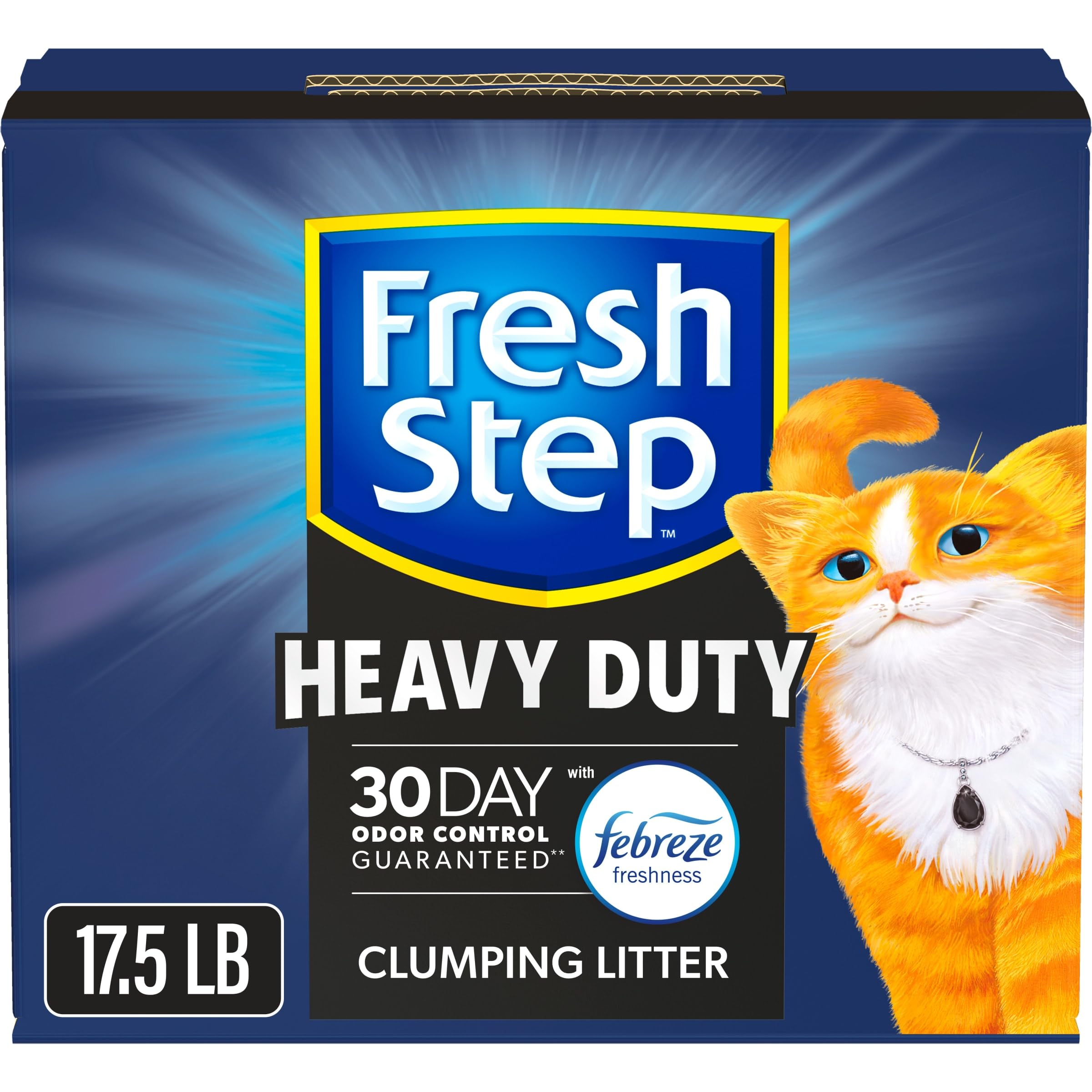Fresh Step Clumping Cat Litter, Heavy Duty Advanced, Long Lasting 30-Day Odor Control with Odor Eliminating Carbon, 17.5 lb