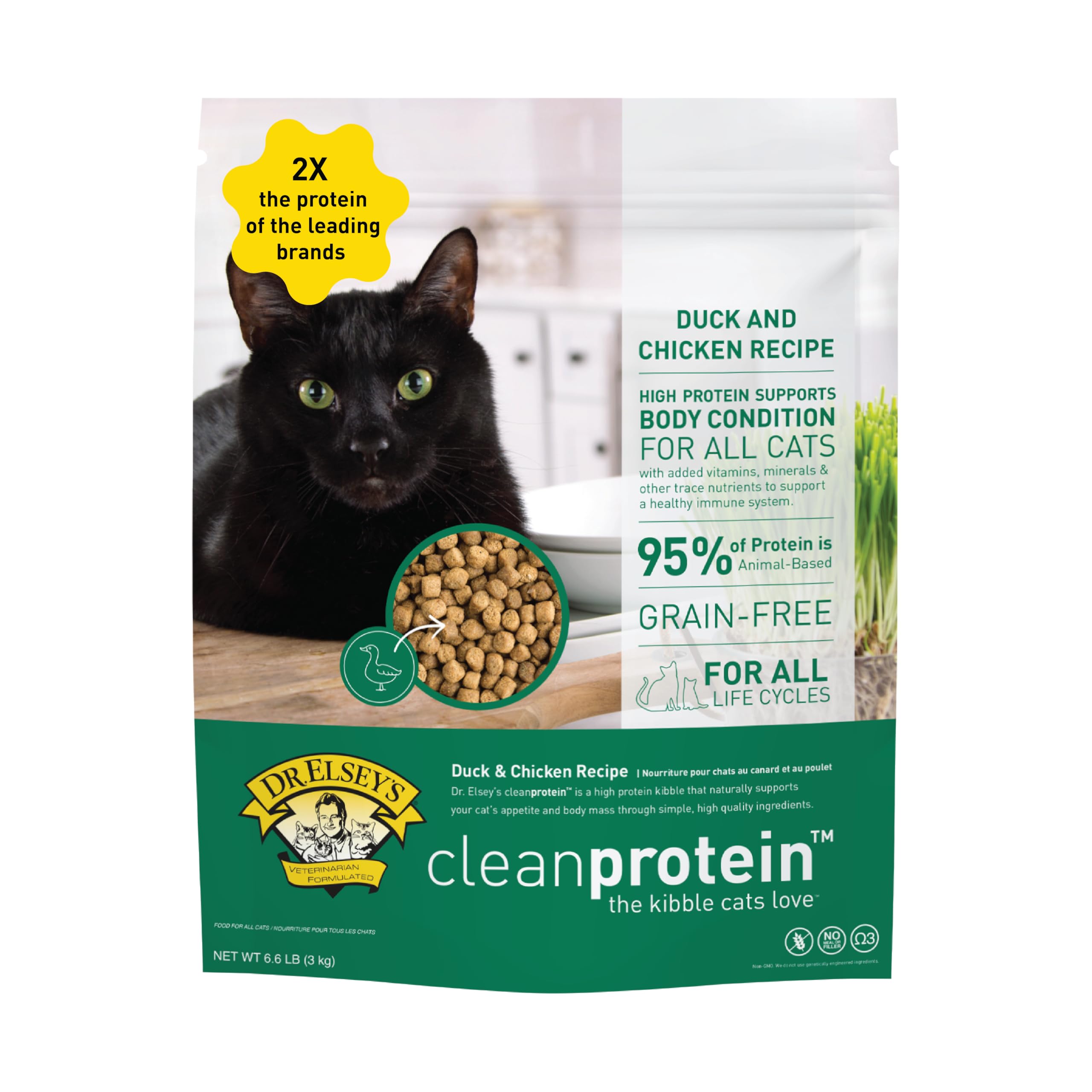 81xF-q5FFeL Dr. Elsey's cleanprotein Dry Kibble Duck 6.6 lb Bag - Image 1